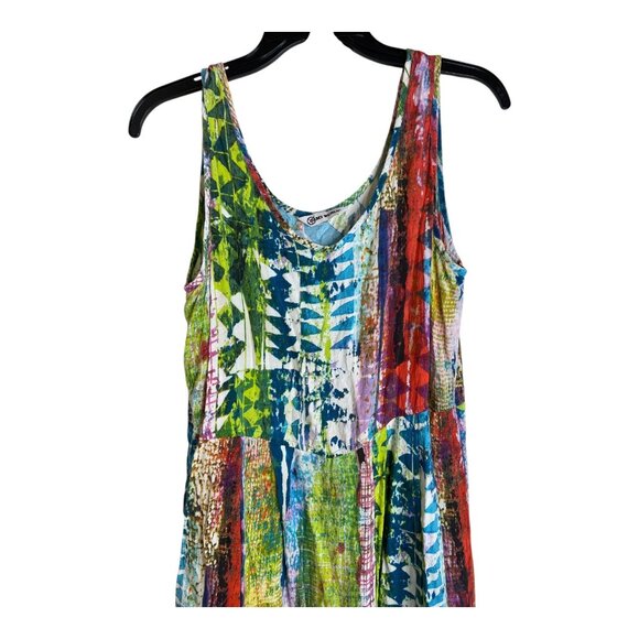 JAMS WORLD small paint abstract tie dye Aztec maxi dress pockets, pleated - Picture 7 of 9